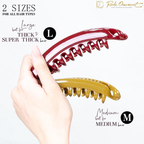 RC ROCHE ORNAMENT 6 Pcs Women's Premium Hair Plastic Banana Classic Clincher Strong Hold Ponytail Maker, Large Classic