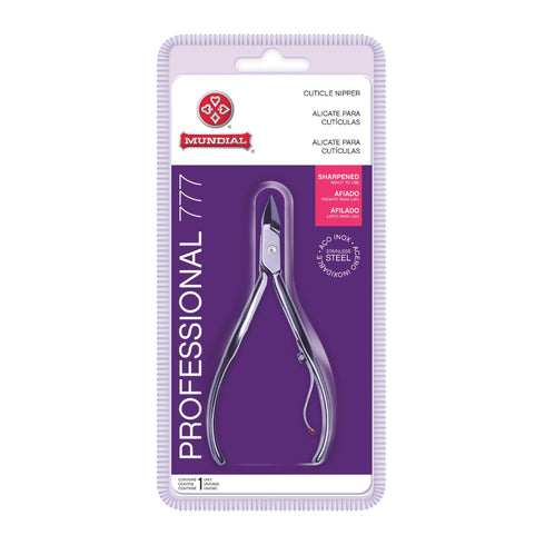 MUNDIAL 777 Professional Cuticle Nipper - Sharpened Nail Care Trimmer, Longer Stainless Steel Handle