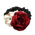 LOVEF 4Pcs Korean Fashion Pearl Hair Rope, Rose Flower Rhinestone Hair Ties
