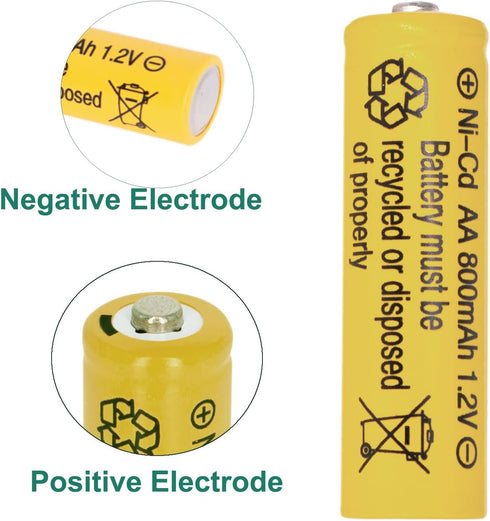 12 Packs 1.2V 800mAh NI-CD AA Rechargeable Batteries for Garden Landscaping Solar Lights, Security Lights