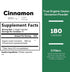 Pure Cinnamon Capsules 1800mg - Certified Organic Ceylon Cinnamon Powder from Sri Lanka, Non-GMO, Gluten Free, Vegan, Sugar Free, True Cinnamomum Supplement Antioxidant Rich Cinnamon Pills - 180 Count