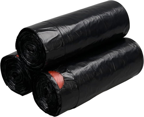 5 Gallon Drawstring Trash Bags, Flat Bottom Garbage Bag, Black, 110 Counts/3 Rolls