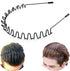 Metal Hair Band for Men Women Unisex Black Wavy Spring Outdoor Sports Headbands Simple Elastic Non Slip Headwear