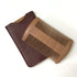 Wooden Beard Comb with PU Leather Case - Pocket Comb for Men, Fine & Coarse Teeth Grooming