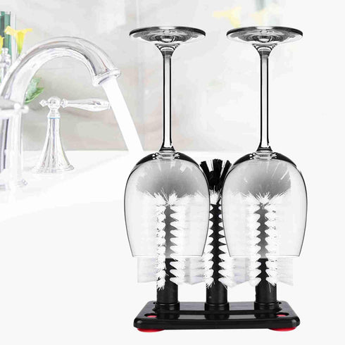MUNEFE 3 Brush Cleaner, Water Bottle Cleaner Brush, Glass Cup Washer with Suction Cup Base Brush for Kitchen Sink Home