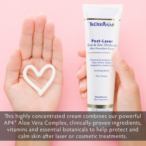 TriDerma Post Laser Aloe & Zinc Occlusive Cream, 3.3 oz for Use After Chemical Peels, Micro-Needling or Laser Treatments