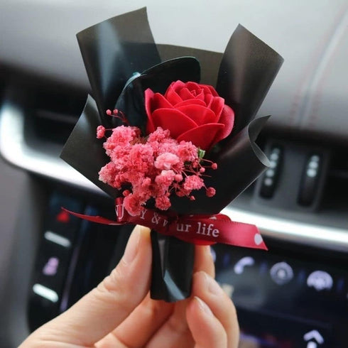 Red Mini Dried Flowers Bouquet for Car Air Vent Clips, Car Air Fresheners, Interior Accessories