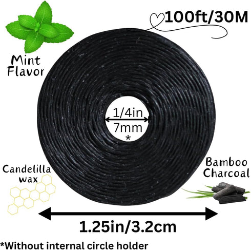 Dental Floss Refill Rolls, Charcoal Woven Thread, 8 Pack, Mint