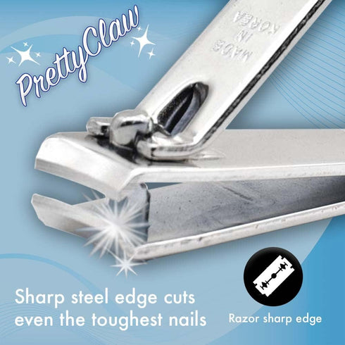 PrettyClaw Nail Clippers Sharp Edge Fingernail and Toenail Clipper, Stainless Steel for Manicure and Pedicure