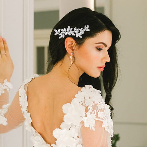 Latious Silver Crystal Bride Wedding Hair Comb, Rhinestone Bridal Hair Clip, Sparkly Gem Hair Accessories for Women and