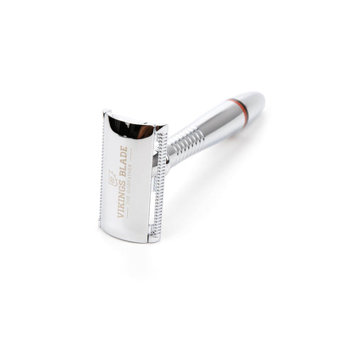 VIKINGS BLADE Double Edge Safety Razor for Men + Luxury Case + 5 Swedish Steel Blades, Classic 3-Piece