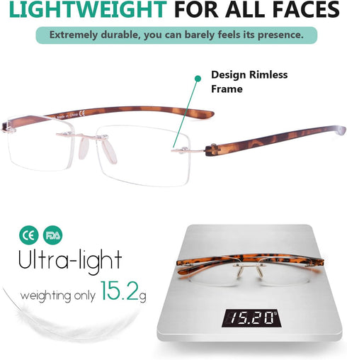 Eyekepper Small Lens Rimless Reading Glasses for Men and Women
