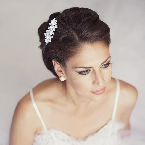 WHAVEL Hair Clips, 4Pcs Rhinestone Hair Pins for Women, Silver Bridal Barrettes, Wedding Hair Accessories for Bride Bridesmaid