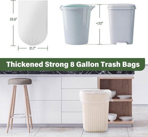 Jaoul Medium Trash Bags, 8 Gallon, 0.97 Mil Extra Strong, 60 Counts, Black, for Home Office Kitchen
