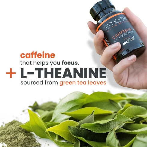 SmarterVitamins 200mg Caffeine Pills - MCT Oil from 100% Coconuts + 100mg L-Theanine, Energy Focus, 50 Liquid Softgels
