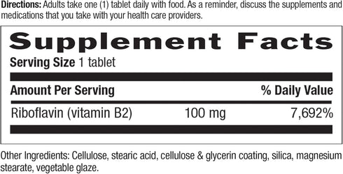 Country Life Vitamin B-2, Supports Health Eyes & Skin and Energy, 100mg, 100 Tablets, Certified Gluten Free, Certified Vegan, Certified Halal…