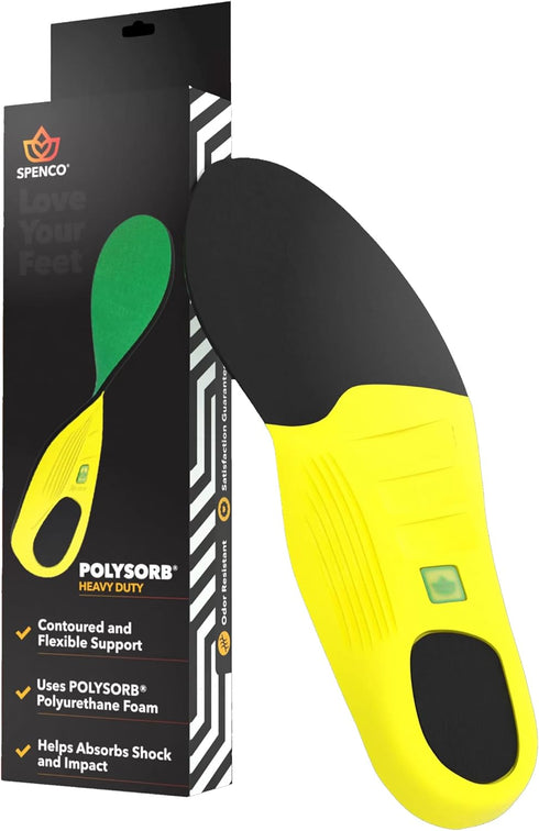 Spenco PolySorb Heavy Duty Insoles, Performance Foam Shoe Inserts for Shock Absorption & Comfort