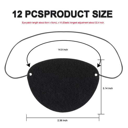 YGDZ Eye Patch, 12pcs Soft Felt Eye Patches for Adults Kids, Adjustable Single Eye Mask for Lazy Eye