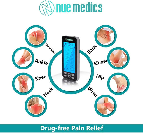 Tens Unit Machine Pulse Massager for Pain Relief, Rechargeable Muscle Stimulator Device with 24 Massage Modes, 10 Pads