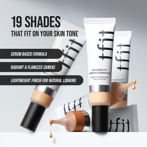 Radiance Fit Serum Foundation - Flawless Coverage, Dewy finish, Long-lasting, Lightweight, Korean Makeup,1.05 Oz. (C01 Porcelain, 1.05 Oz.)