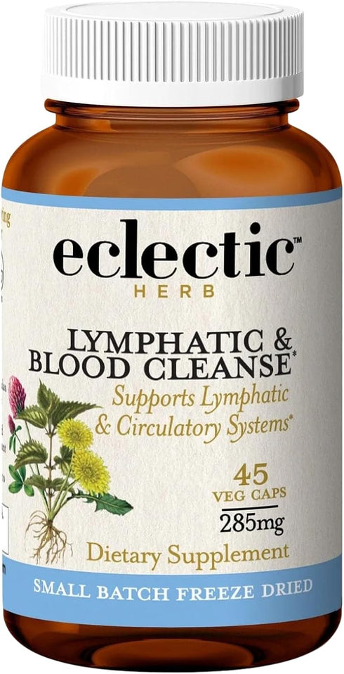 Eclectic Herb Lymphatic & Blood Cleanse | Freeze Dried Fresh Whole Herbs, Naturally Concentrated | 45 Count