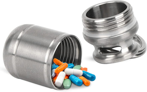 Portable Pill Case: Mini Titanium Alloy Waterproof Medicine Holder with Keychain for Outdoor Sports, Camping, Hiking,