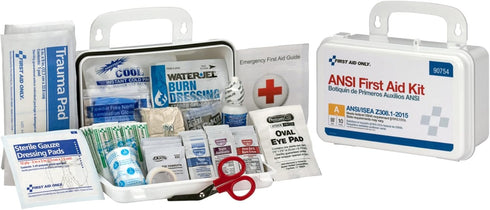 First Aid Only 90754 ANSI A 10-Person Emergency First Aid Kit - 71 Pieces for Home, Work, Travel