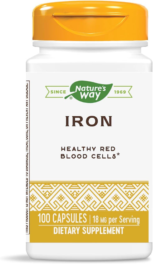 Nature's Way Iron | 18mg Per Serving | Supports Healthy Red Blood Cells | 100 Capsules