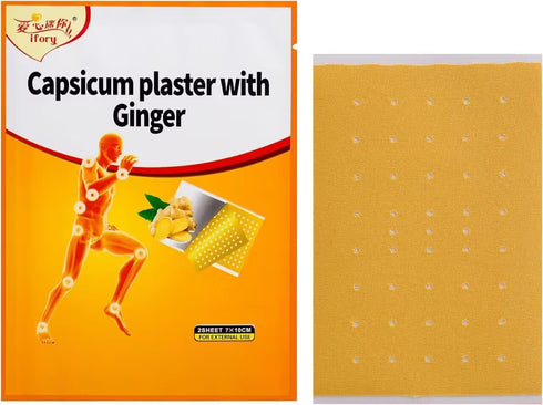 20 Count Capsaicin Patches, Capsicum Ginger Patch 3.94"x2.76", 10 Bags (2 Count/Bag)
