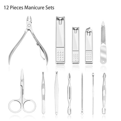 ZIZZON Nail Clippers Kit, Manicure Pedicure Set with Holographic Case (Purple)