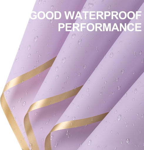 RUSPEPA 20 Sheets Flower Wrapping Paper - Light Purple - Gold Edge Waterproof Floral Bouquet Packaging for Birthday,
