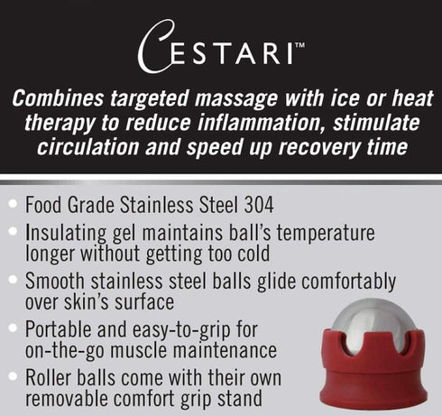 Massage Roller Ball - Stainless Steel Gel Balls for Heat + Ice Therapy - Back, Shoulder, Calf, Foot Massager with Heat