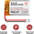 YELUFT 2pcs 3.7V 350mAh 1S 1C 702030 PH2.0 Lithium Polymer Battery Rechargeable Batteries with Protective Board