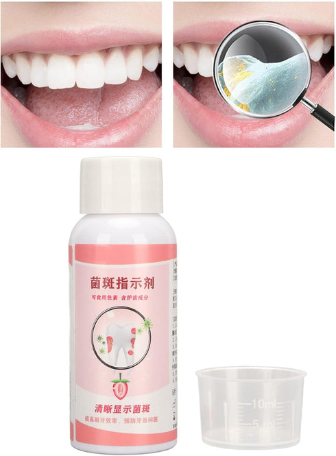 Plaque Disclosing Agent, 60ml Dental Plaque Indicator with Scale Cup for Kids or Adults Teeth
