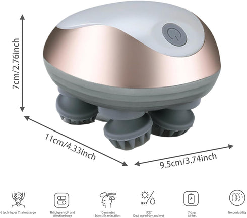 SWEETBIUTI 3 Scalp Massager Electric Scalp Massager Modes Cordless Stress Relax Hair Massager Scalp Waterproof Handheld