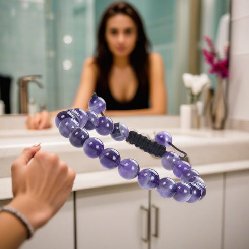 Certified Natural Amethyst Bracelet 8mm Beads - Healing, Peace, Love