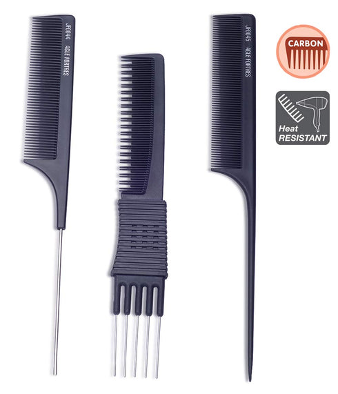 PERFEHAIR Teasing Comb for Fine Hair, 3-Pack Rat Tail Backcombing Volumizing Tools for Women