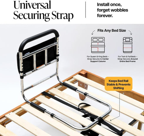 Medical king Bed Assist Rail Without Legs Bed Assist Rails for Seniors ASTM Approved Bed Assist bar with Storage Pocket