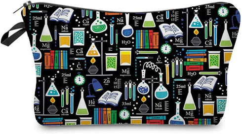 Women Travel Bag, Chemistry Pattern Printed Cosmetic Bag, Makeup Bag Small Pouch Gift for Women