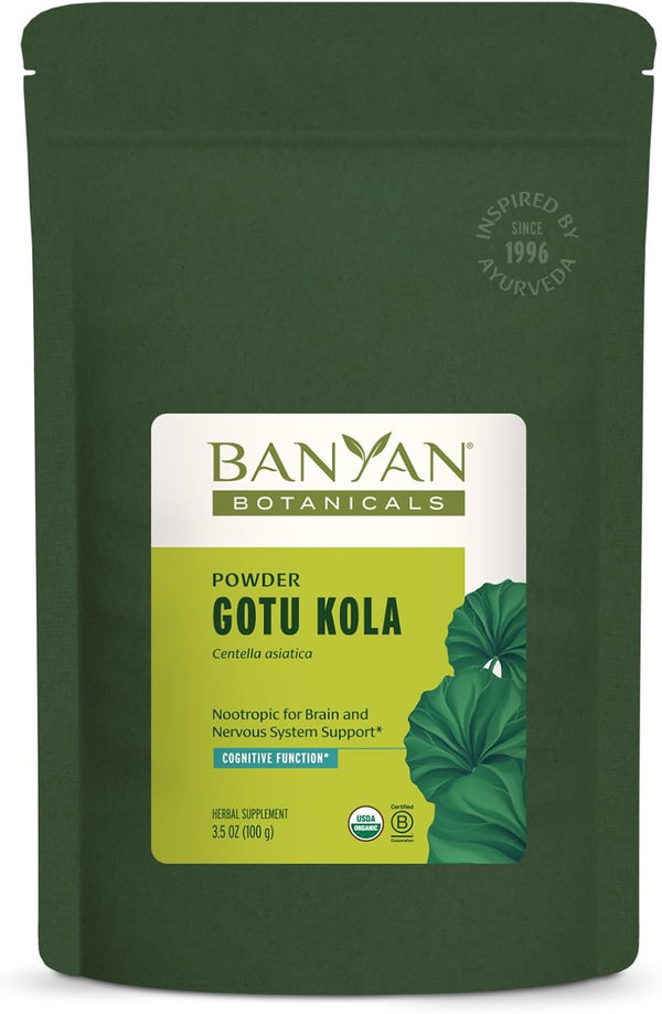 Banyan Botanicals Gotu Kola Powder – Organic Brahmi (Centella Asiatica) – 3.5 oz – Vegan Nootropic Herb