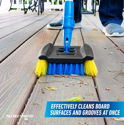 Unger Professional Lock-On Wood & Composite Deck Brush, Scrub for Outdoor Decks with Durable Dual-Bristle, Swivel Deck