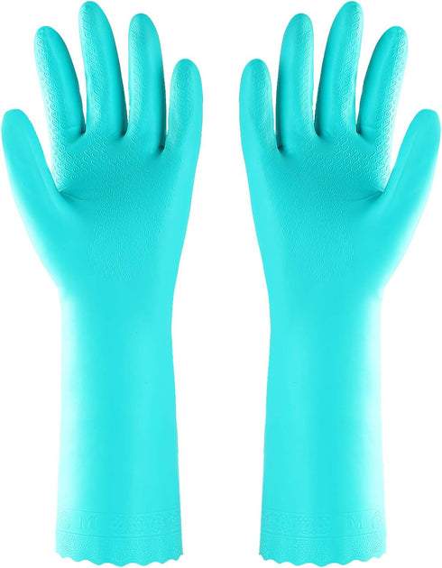 Elgood Reusable Kitchen Gloves - 2 Pairs, Purple & Blue, Medium, Latex-Free with Cotton Lining for Dishwashing