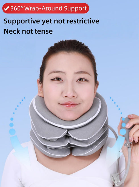 KUMUROETA Neck Stretcher with Neck Brace,Adjustable Cervical Traction Device,Inflatable Cervical Traction Device