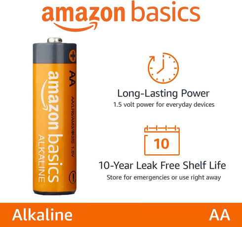Amazon Basics 36-Pack AA Alkaline High-Performance Batteries, 1.5 Volt, 10-Year Shelf Life