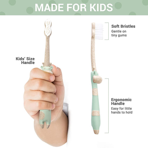 ROARex Vegan Eco Friendly Kids Toothbrush Made from Plants – Sweet Baby Giraffe | 100% Biodegradable Compostable