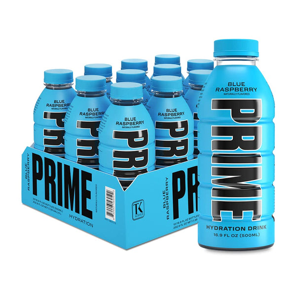 PRIME Hydration BLUE RASPBERRY Sports Drinks, Electrolyte Enhanced, 12 Pack of 16.9 Fluid Ounce