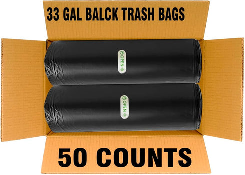 33 Gallon Trash Bags, 50 Count, Black Garbage Bags, Multi-purpose Trash Can Liners