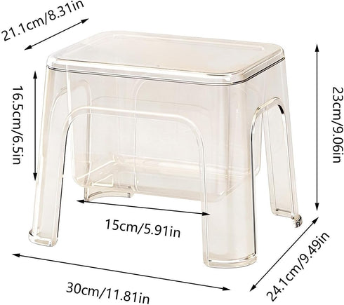 Generic 1000g Stool for Shower - Clear Bathrooms Chair with Storage, PET Resin Waterproof Bench, Transparent Heavy Duty