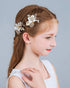 PRDGIRL Pack of 2 Wedding Flower Girl Hair Pins, Bride Pearl Hair Piece Crystals Hair Clips for Women and Girls (Gold)