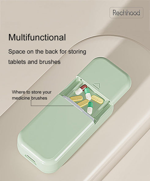 Rechhood 3-in-1 1/4 1/3 1/2 Pill Cutter with Pill Storage Case, Stainless Steel Blade Cuts Pills Ideal for Cutting